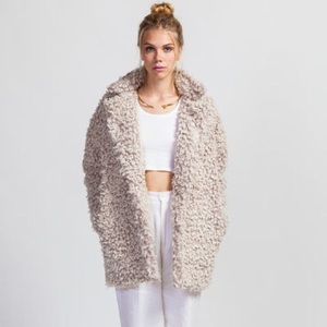 J.O.A. Cream Textured Teddy Coat